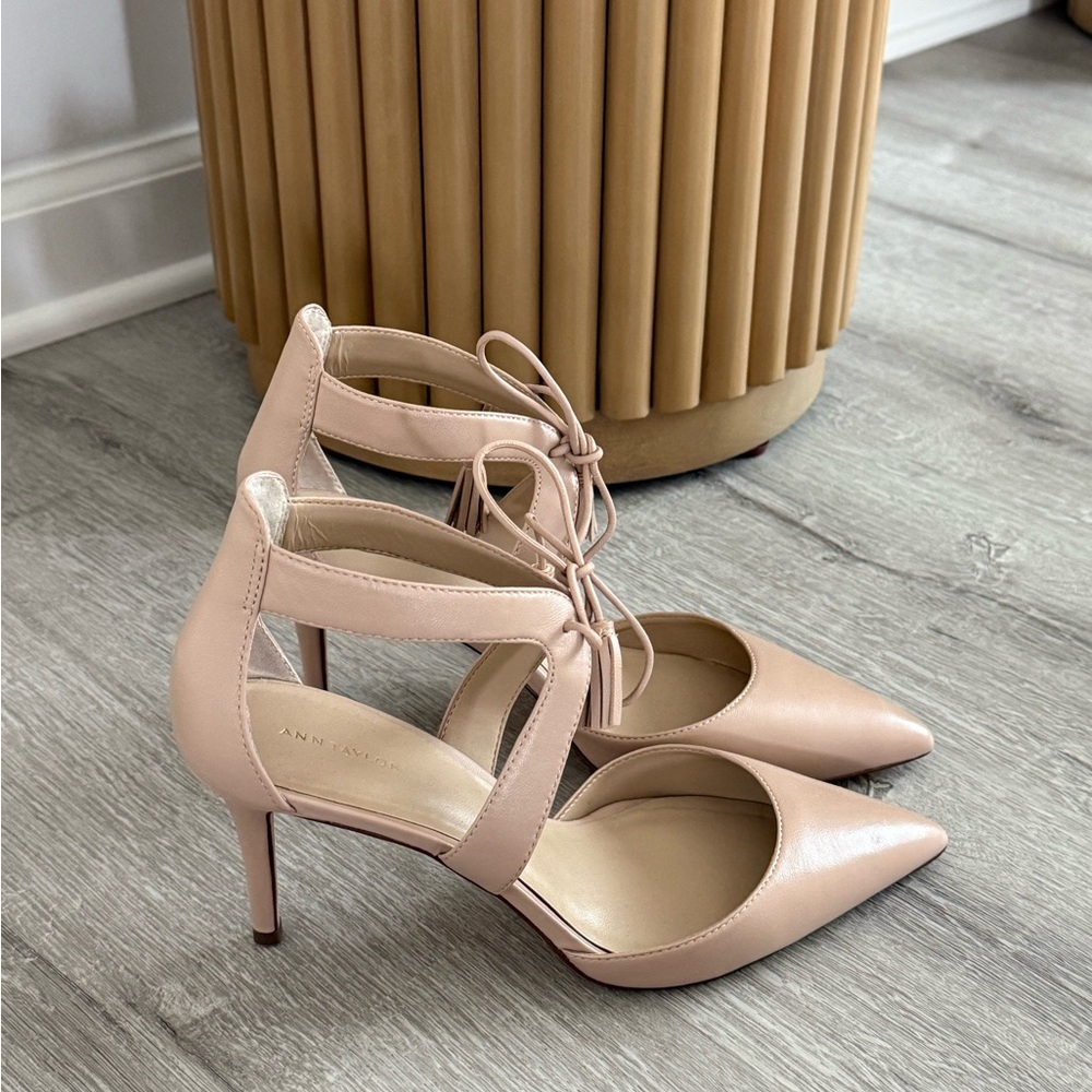 Ann Taylor Blush Pink Lace-Up Heels